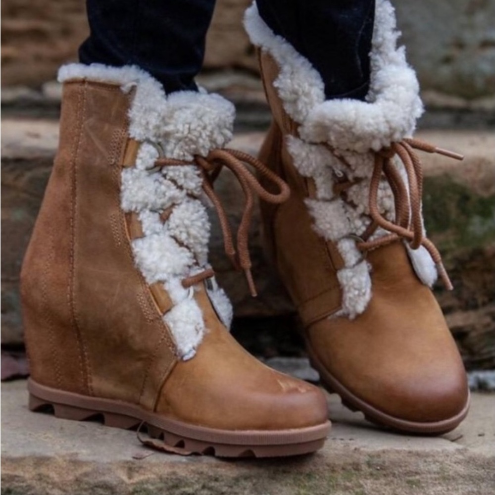 Sorel Joan of Arc Sherpa Leather Wedge